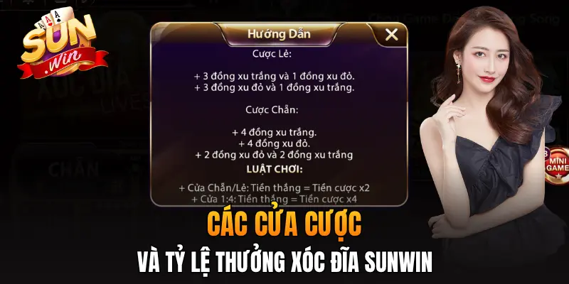 Các cửa cược và tỷ lệ thưởng trong Xóc Đĩa Sunwin Các cửa cược và tỷ lệ thưởng trong Xóc Đĩa Sunwin